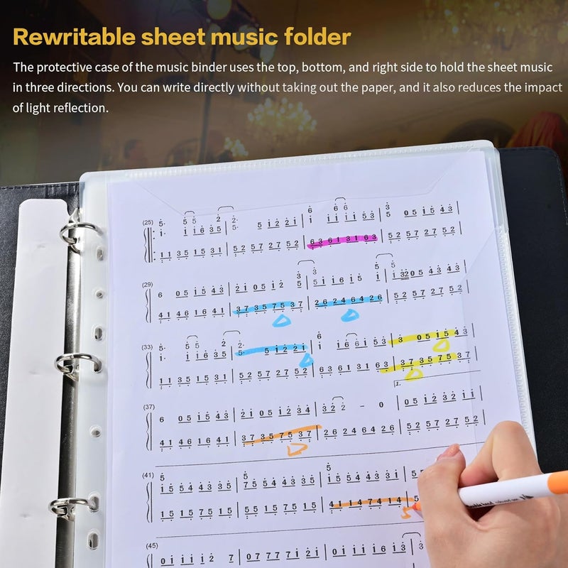 XMLINPER Sheet Music Folder, Choir Holder, Sheet Music Organizer, Sheet Music Binder, for Choir Singer, Stage Performance Letter Size Music Binder 40 Pages Capacity Writable Choir Folder (Purple) - Image 3